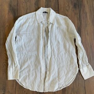 Womens Striped White Button Down Shirt